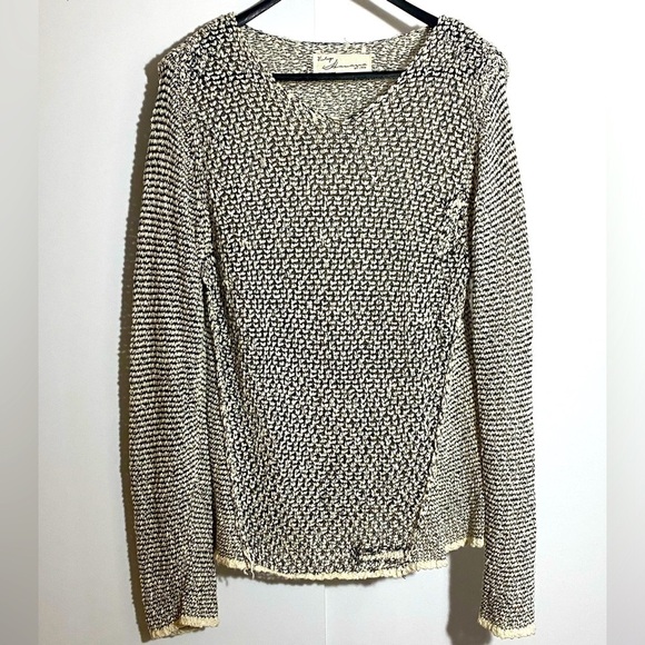 🎈VINTAGE Havana knit black and white V neck sweater size  M - Picture 1 of 11